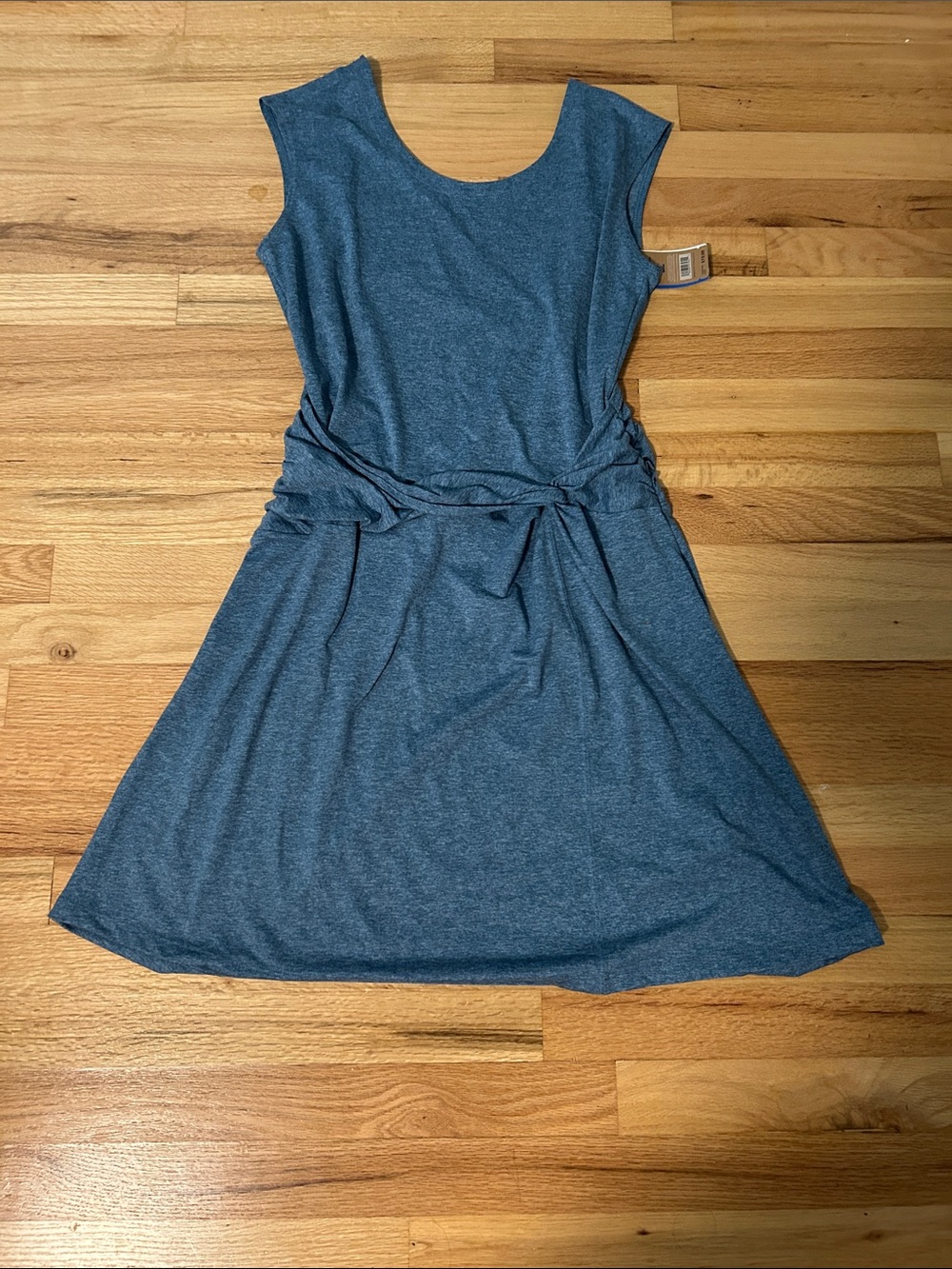 Patagonia Heathered Blue Sleeveless Tie-Waist Midi Dress